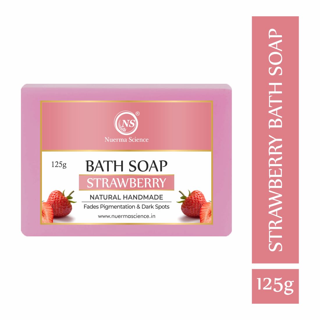 Nuerma Science Strawberry Bath Soap | Fades Pigmentation & Dark Spots | Swadesiicart