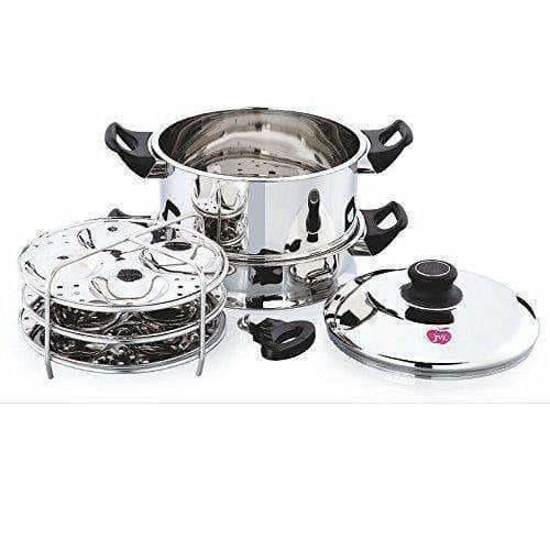 Round Steamer with Fry Pan,Steamer Idly & Dhokla Plate - Swadesiicart