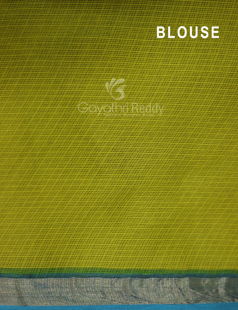 Shades of Peacock Blue With Block Design Pure Kota Cotton Saree By Gayathri Reddy Designer Studio | Swadesiicart