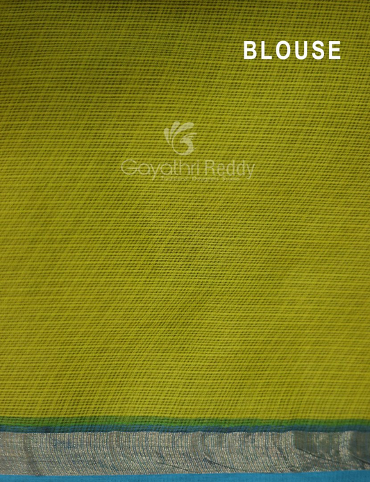 Shades of Peacock Blue With Block Design Pure Kota Cotton Saree By Gayathri Reddy Designer Studio | Swadesiicart