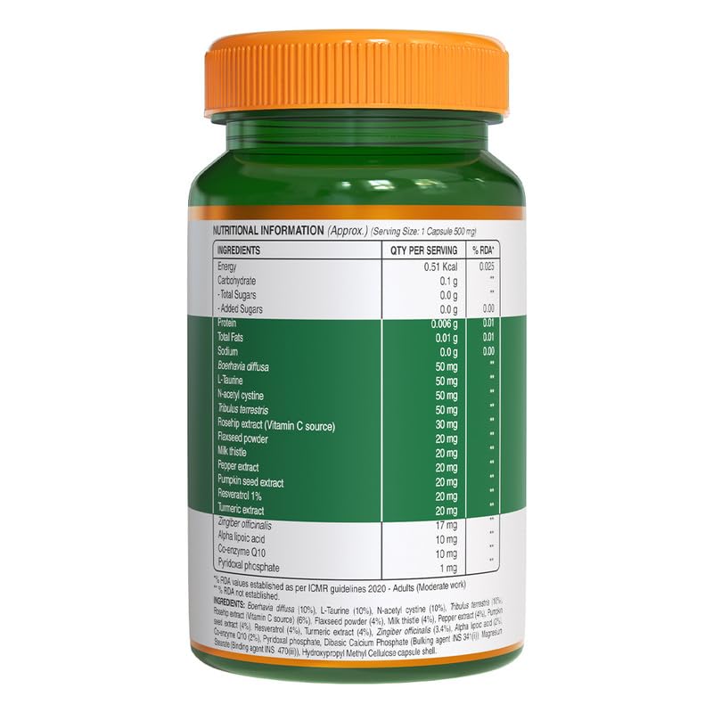 Pure Nutrition Kidney Detox with Turmeric & Vitamin C Veg Capsules - Swadesiicart
