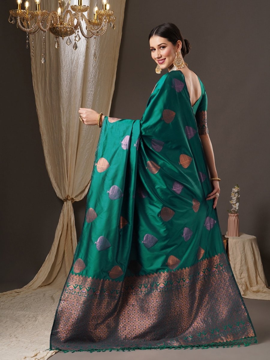 Anouk Ethnic Motifs Zari Banarasi Saree | Swadesiicart