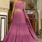 Janasya Lavender Georgette Foil Print Lehenga Choli | Swadesiicart