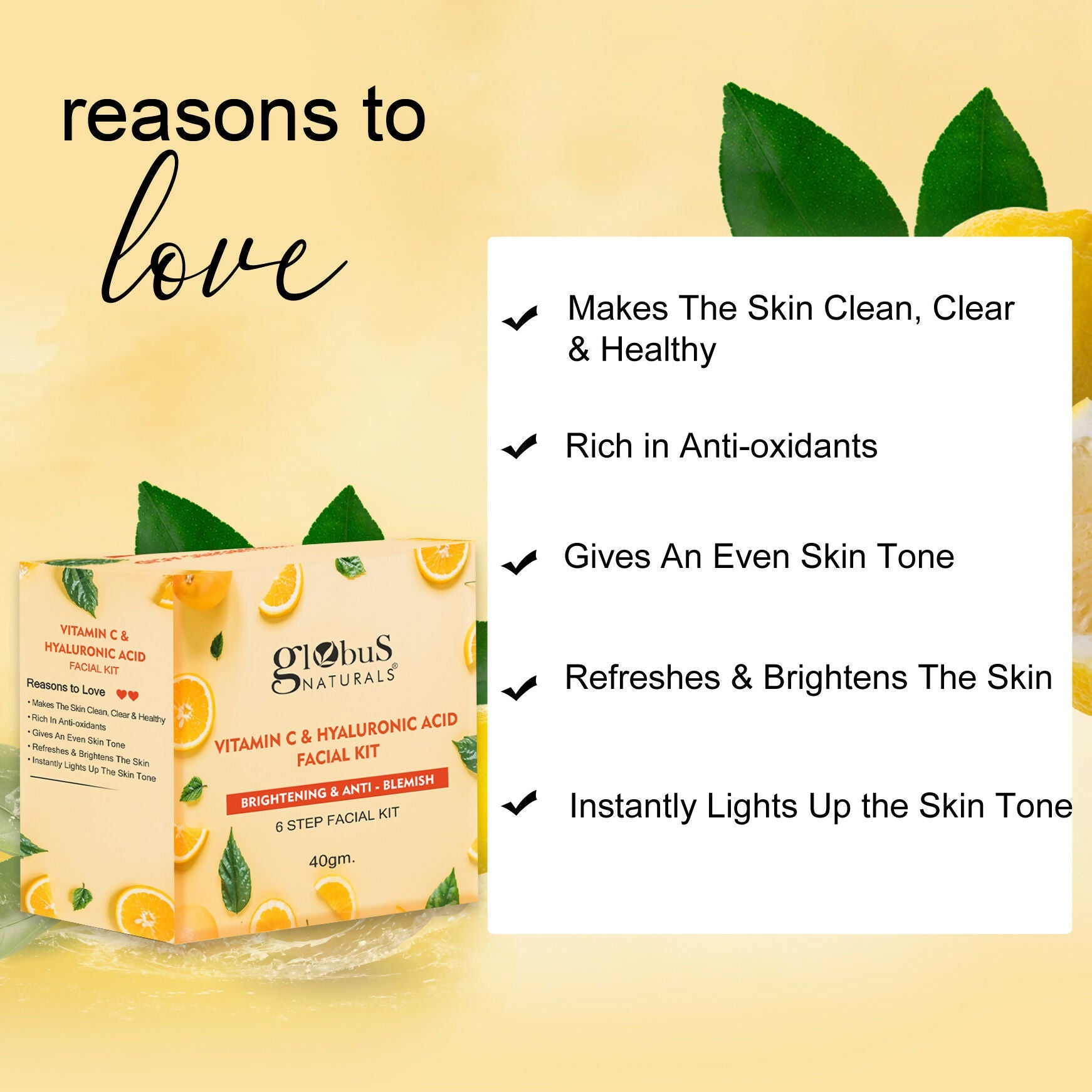 Globus Naturals Vitamin C & Hyaluronic Acid Facial Kit | Swadesiicart