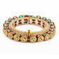 Gold-Polished Green Kundan-Studded Bangle - Ruby Raang - Swadesiicart