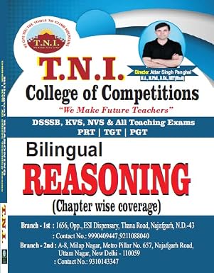 Bilingual Reasoning (Chapter wise Coverage) DSSSB, KVS, NVS & All Teaching Exams PRT/TGT/PGT      Paperback – 1 January 2022