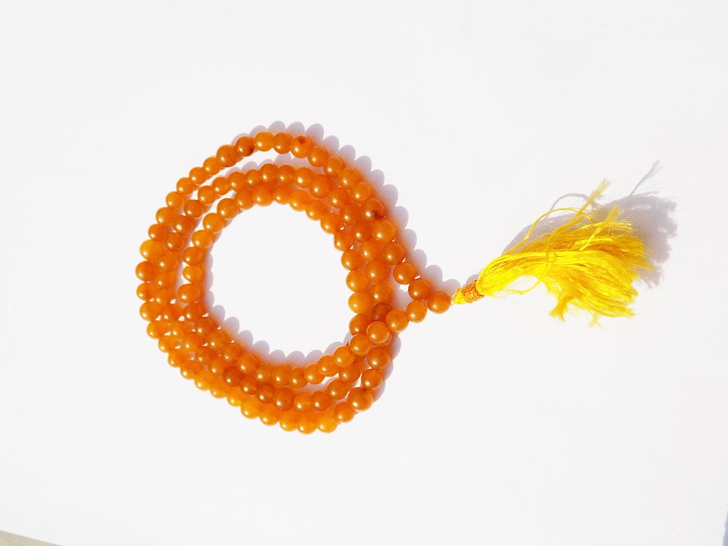Kannssky Orange Hakik (Agate) Mala - Hindu Buddhist Prayer Beads | Swadesiicart