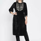 Women Republic Black Velvet Embroidered Kurta With Pants | Swadesiicart