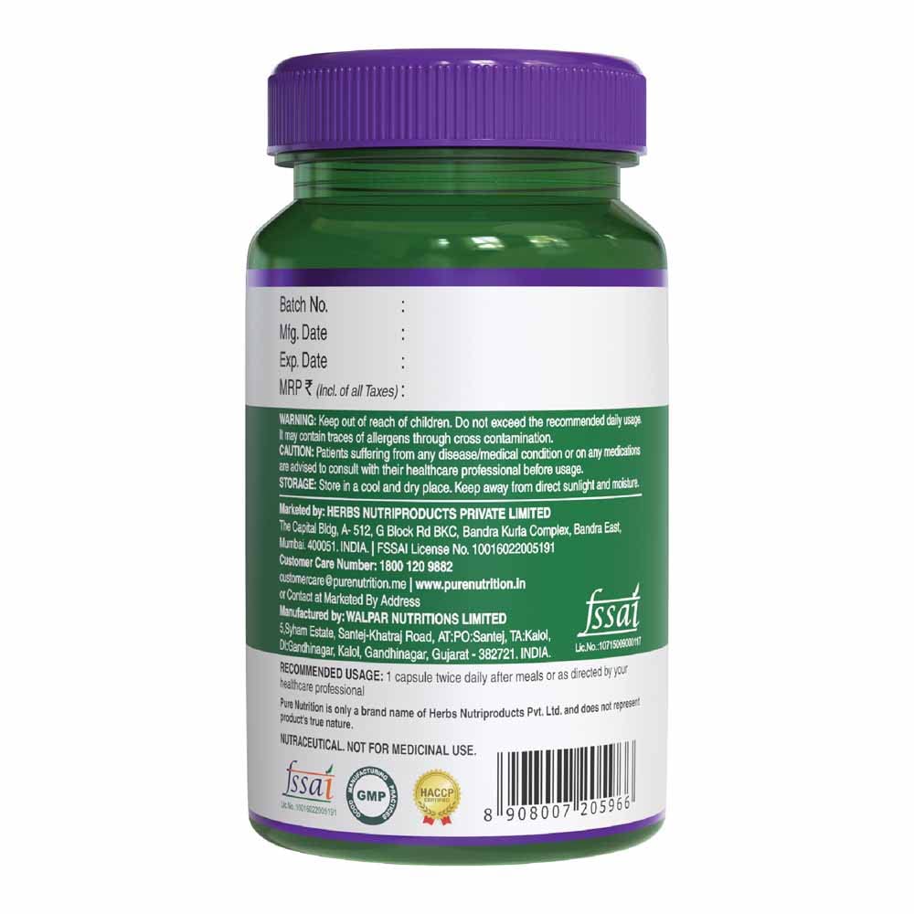 Pure Nutrition Digestive Enzymes with Bromelain Veg Capsules - Swadesiicart