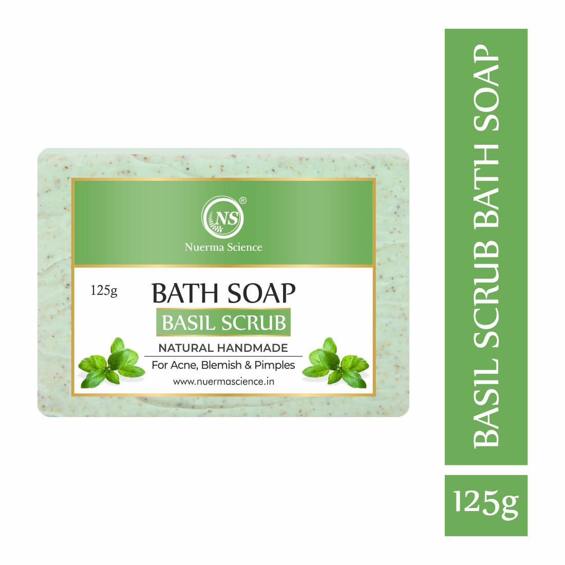 Nuerma Science Basil Scrub Bath Soap | For Acne, Blemishes & Pimples Control | Swadesiicart