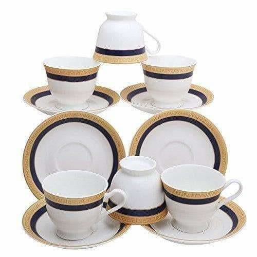 Classical Golden Border Cup Set with Saucer, Set of 12, 200ml - Swadesiicart