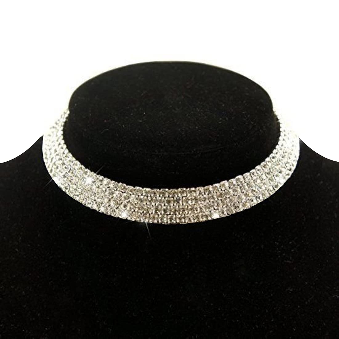 Silver-Toned Alloy Rhinestones Studded Choker Necklace - The Pari | Swadesiicart