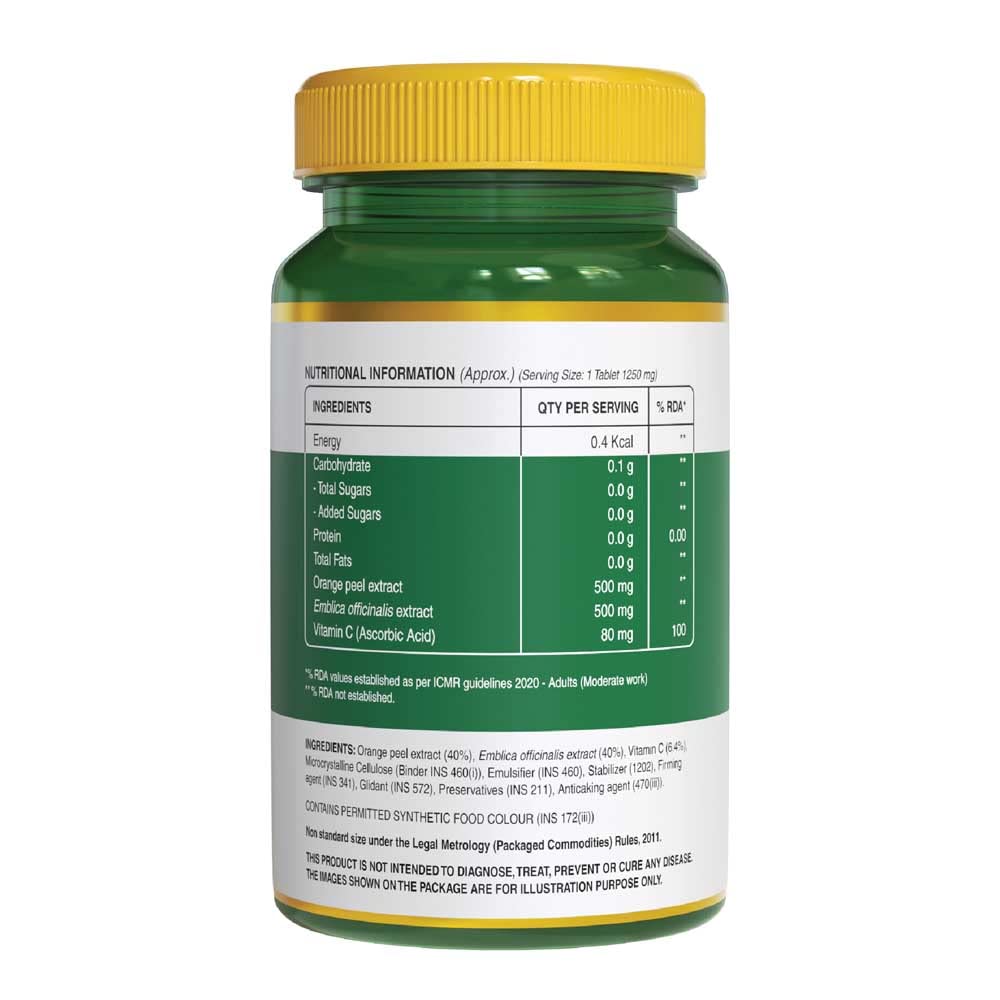 Pure Nutrition Vitamin C with Orange Peel & Amla Extract Veg Tablets - Swadesiicart