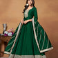 Monjolika Fashion Green Colour Art Silk Designer Anarkali Dress - Swadesiicart