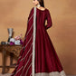 Monjolika Fashion Wine Colour Art Silk Designer Anarkali Dress - Swadesiicart