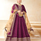 Anaita Purple Embroidered Tapeta Silk Anarkali Suit