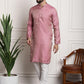 Sojanya Men Pink Ethnic Motifs Kurta with Pyjamas & Nehru Jacket | Swadesiicart