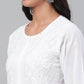 ADA Women White Chikankari Hand-Embroidered Straight Sustainable Handloom Kurta | Swadesiicart