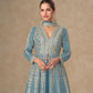 Anaita Blue Chinon Stitched Anarkali Suits With Embroidery & Sequence Work