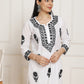 HOUSE OF KARI Women Ethnic Motifs Embroidered Regular Chikankari Pure Cotton Kurta with Trousers | Swadesiicart