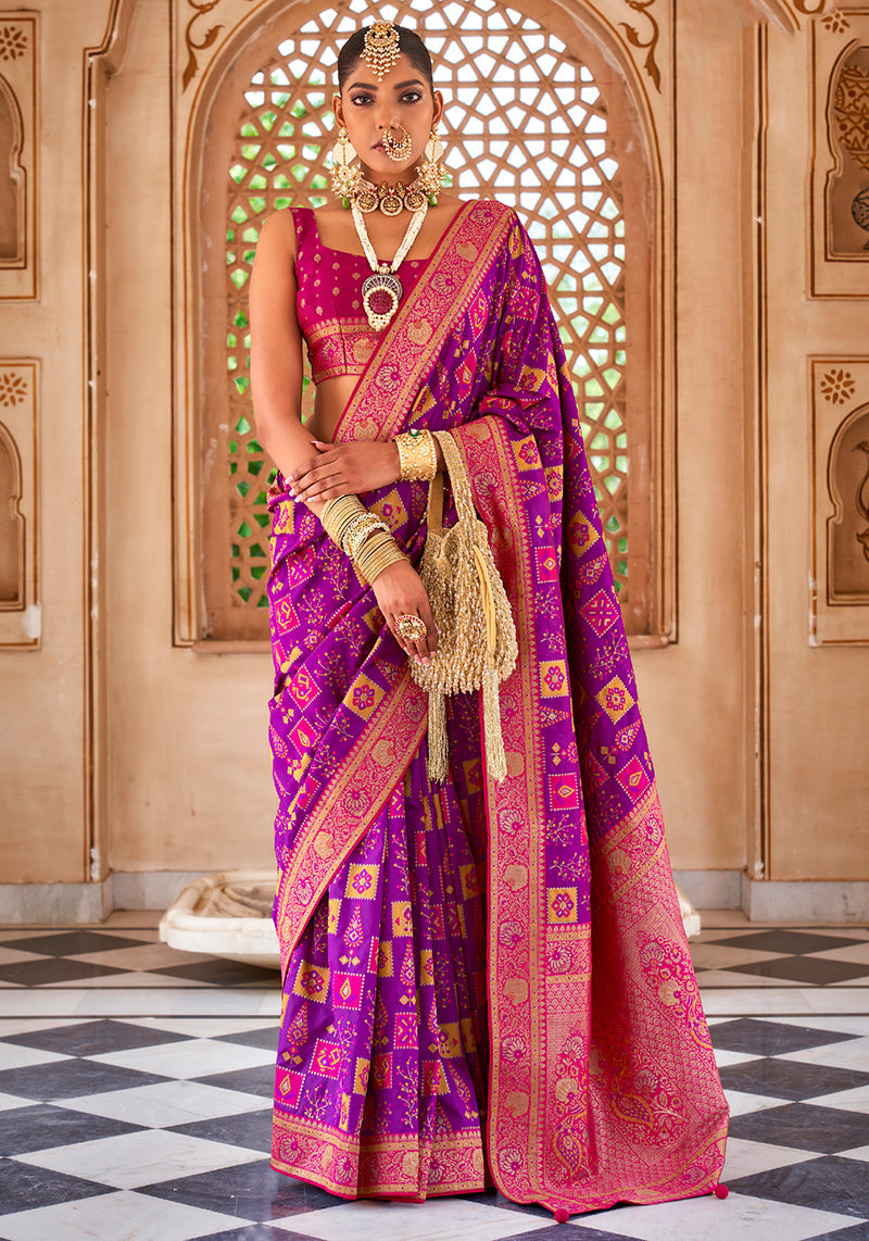 Monjolika Fashion Banarasi Silk Pink Weaving Classic Saree For Party | Swadesiicart