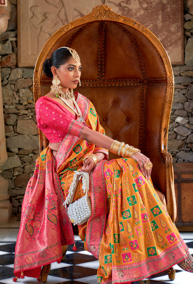 Monjolika Fashion Banarasi Silk Zari Mustard Trendy Saree | Swadesiicart
