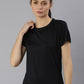 MKH Women Black Typography Dri-FIT Polyester Round Neck Sports T-shirt - Swadesiicart