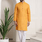 Sojanya Men Mustard Yellow Dobby Self-Checked Straight Kurta | Swadesiicart