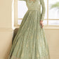 Anaita Mehendi Embroidered Viscose Jacquard Anarkali Suit