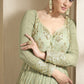 Anaita Mehendi Embroidered Viscose Jacquard Anarkali Suit
