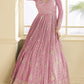 Anaita Purple Embroidered Viscose Jacquard Anarkali Suit