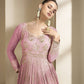 Anaita Purple Embroidered Viscose Jacquard Anarkali Suit