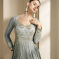 Anaita Grey Embroidered Viscose Jacquard Anarkali Suit