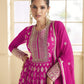 Anaita Pink Embroidered Viscose Jacquard Anarkali Suit