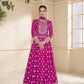 Anaita Pink Embroidered Viscose Jacquard Anarkali Suit