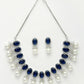 NVR Women's Silver-Plated Blue American Diamond Studded Handcrafted Jewellery Set - Swadesiicart