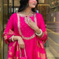 The52 Rani Women's Gorgeous Embroidered Work Chanderi Fabric Flared Kurta Pant and Dupatta Set - Swadesiicart