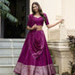 Lorenvalley Wine Pure Chanderi Plain With Zari Weaving Work Border Lehenga Choli | Swadesiicart