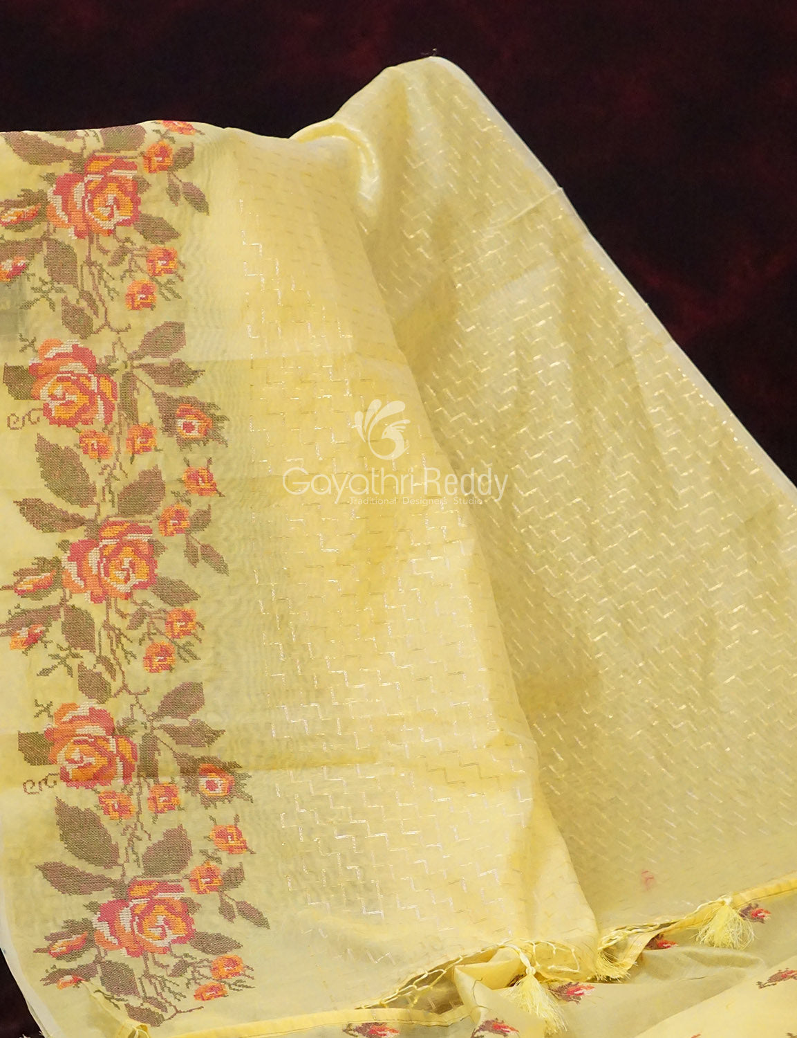 Shades of Sky Blue Chanderi Saree for Regular/Office Wear By Gayathri Reddy Designer Studio | Swadesiicart