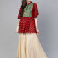 Ahalyaa Maroon & Green Printed A-Line Kediya Tunic | Swadesiicart