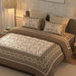 BELLA CASA Brown & Beige Ethnic Motifs Cotton 350 TC King Bedsheet with 2 Pillow Covers
