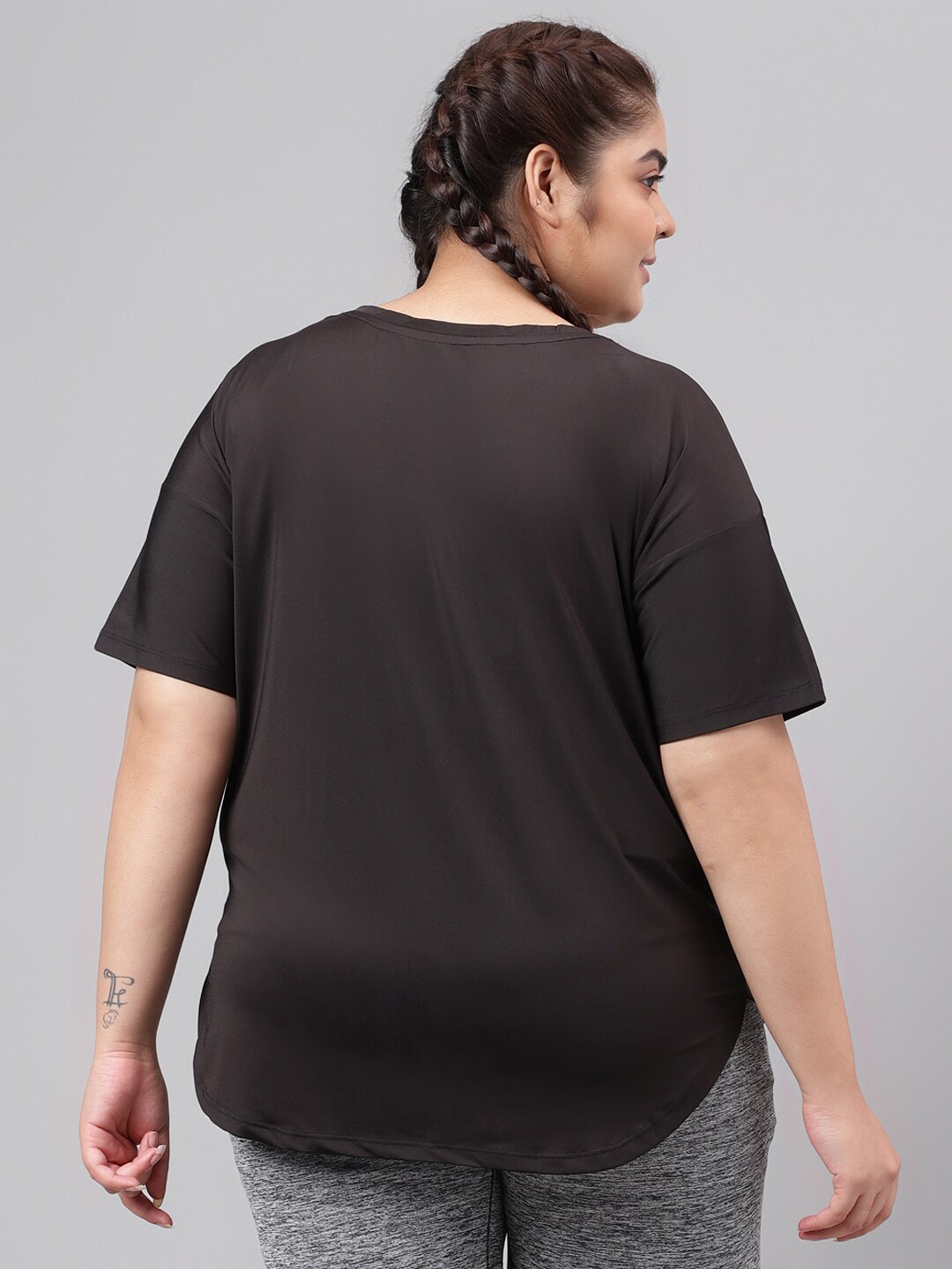 MKH Plus Size Typography Printed Relaxed Fit Dri-FIT Sports T-shirt - Swadesiicart