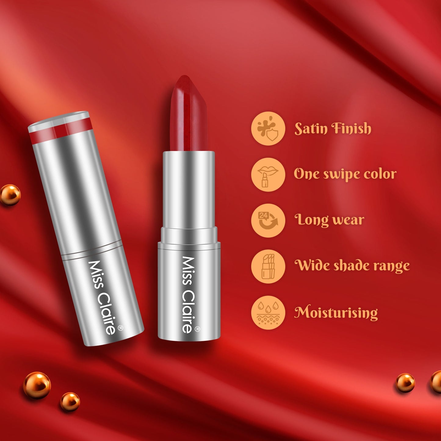 Miss Claire Color Rich Lipstick - 22 | Swadesiicart