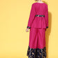 InWeave Women's Fuchsia Blue Brocade Mughal Shaan Kurta Palazzo Set - Swadesiicart