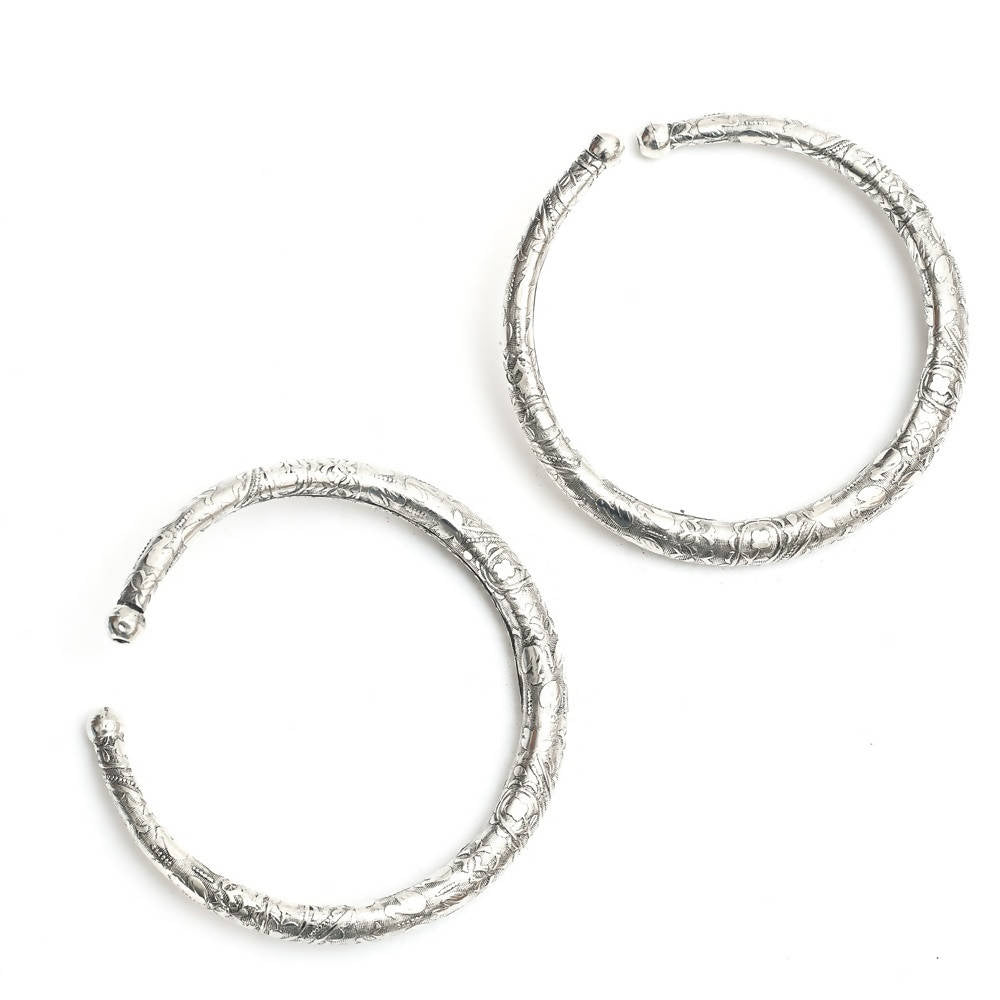 Mominos Fashion Kamal Johar Oxidised Silver Pressing Style Anklets | Swadesiicart