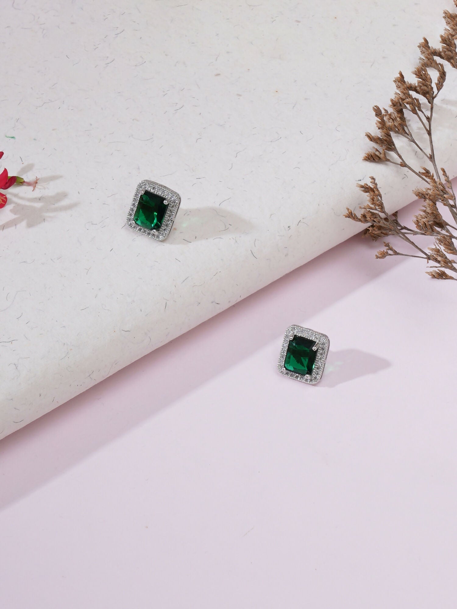 stone stud (green) - Ruby Raang - Swadesiicart