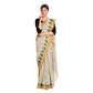 Exclusive Collection 100% Pure Cotton Off White Pesta Saree With Printed Work - Swadesiicart