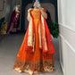 Lorenvalley Orange Jacquard Silk Paithani Woven Design Gown with Dupatta | Swadesiicart