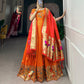 Lorenvalley Orange Jacquard Silk Paithani Woven Design Gown with Dupatta | Swadesiicart
