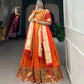 Lorenvalley Orange Jacquard Silk Paithani Woven Design Gown with Dupatta | Swadesiicart